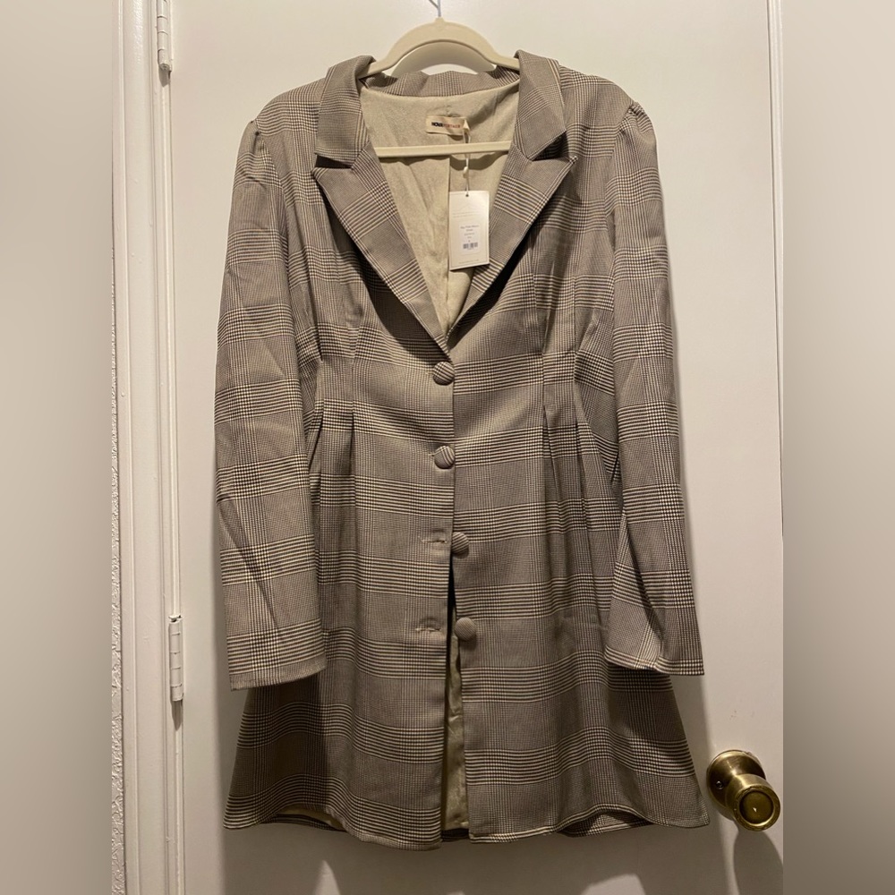 Vintage key plaid blazer dress